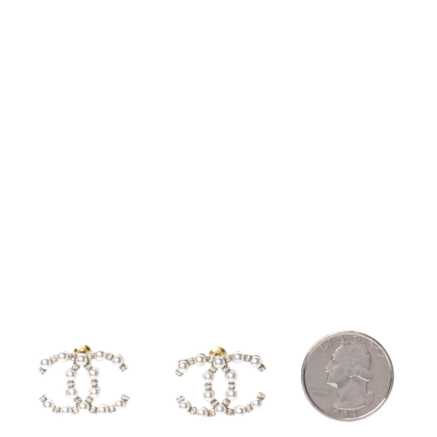 Pearl Crystal Nefertiti CC Earrings Gold