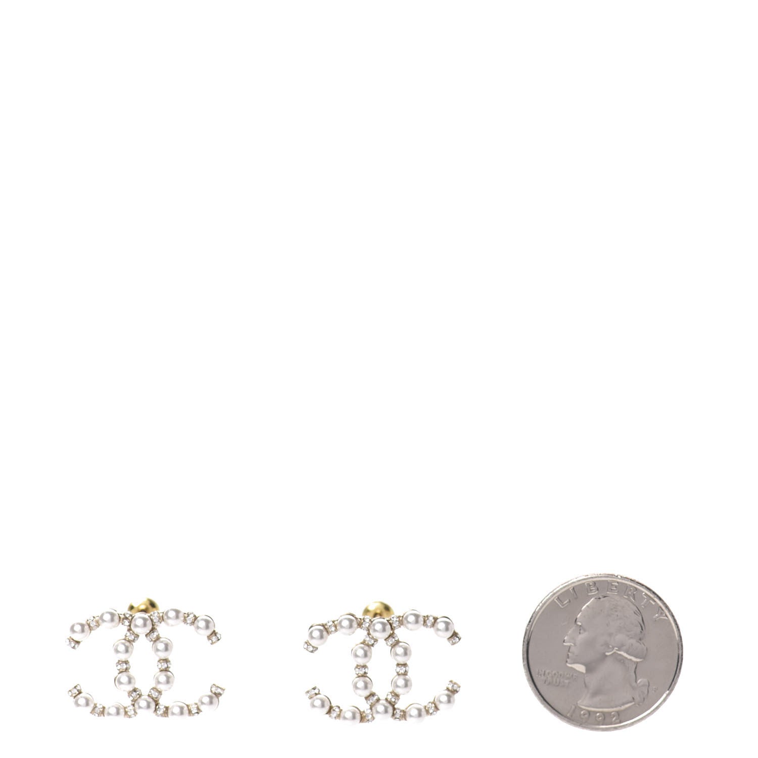 Chanel Pearl Crystal Nefertiti CC Earrings Gold 2 of 5