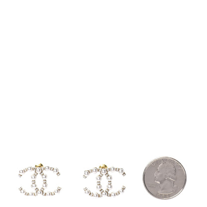 Chanel Pearl Crystal Nefertiti CC Earrings Gold 2 of 5