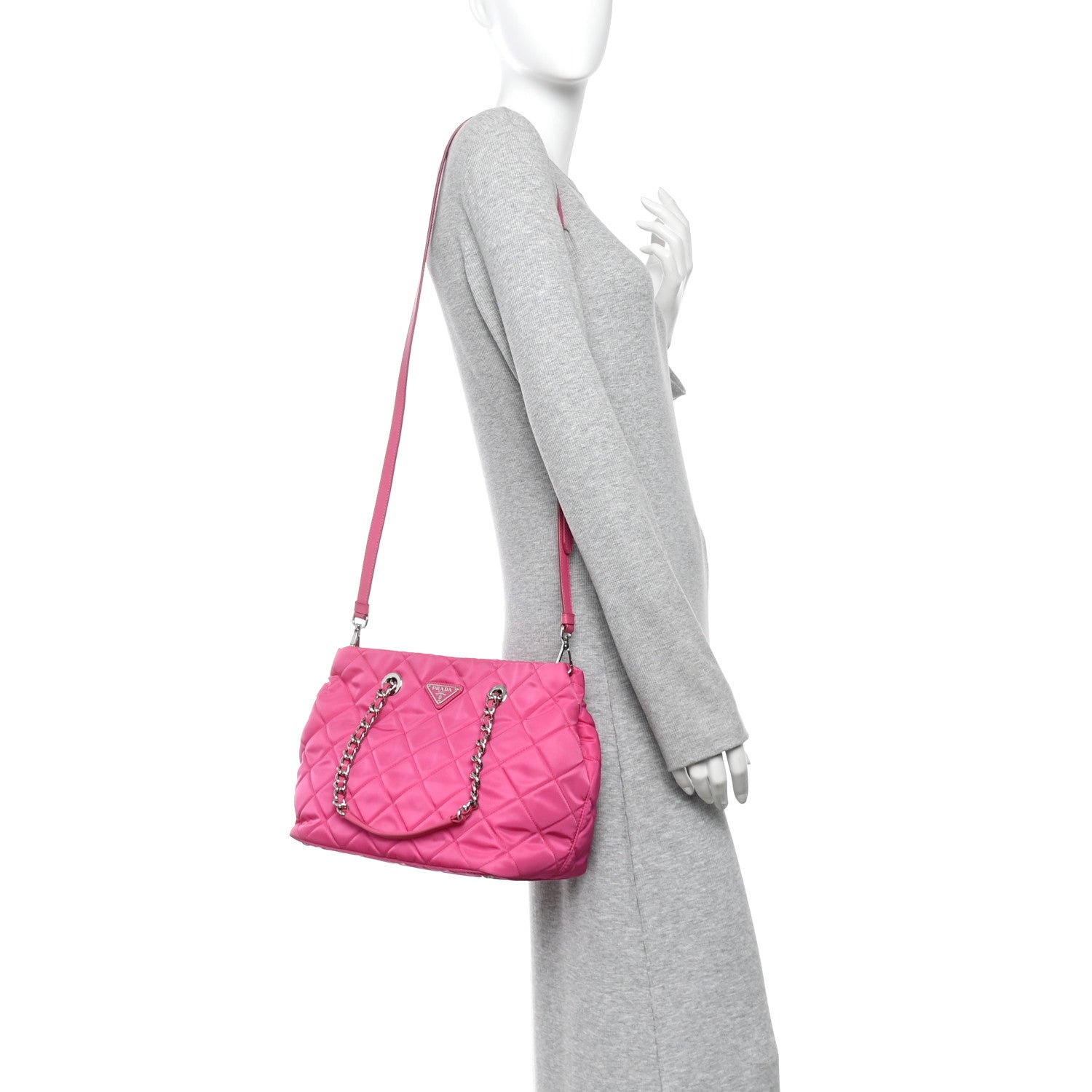Prada Tessuto Nylon Quilted Shopping Tote Fuxia 2 of 10