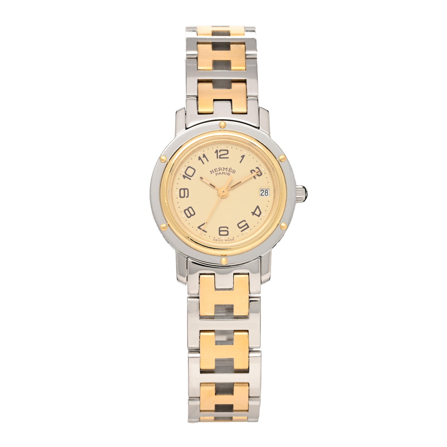 Hermes Stainless Steel 24mm Clipper Quartz Watch Gold 1 of 4
