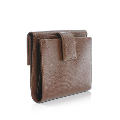 Prada Saffiano Medium Flap Bi Fold Wallet Cacao 3 of 8