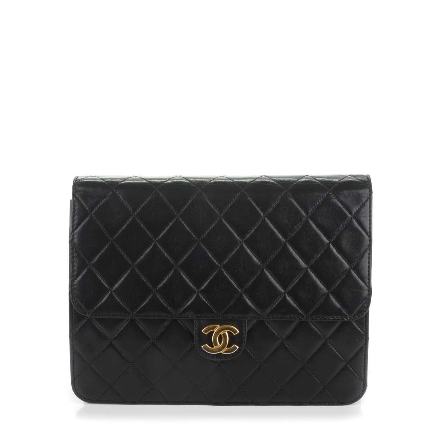 Lambskin Quilted Small Single Flap Black