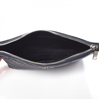 Saint Laurent Calfskin Matelasse Chevron Monogram A5 Wristlet Medium Blue 5 of 8