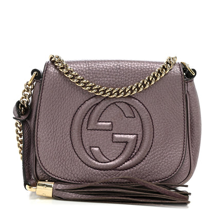 Gucci Metallic Pebbled Calfskin Small Soho Flap Crossbody Purple 1 of 13