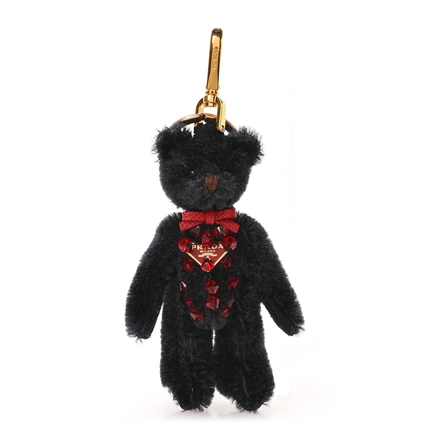 Prada Crystal Teddy Bear Keychain Black Red 1 of 4
