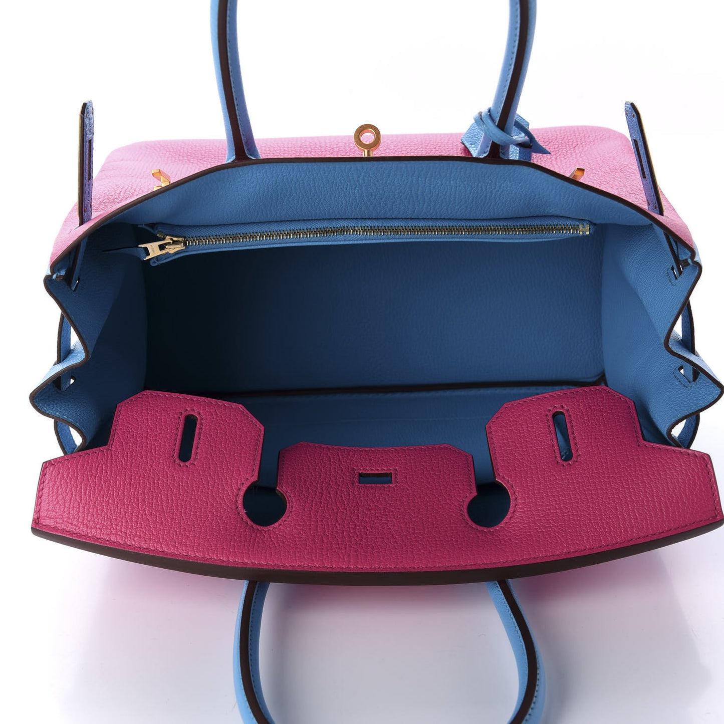 Chevre Mysore Horseshoe Birkin 30 Rose Shocking Celeste