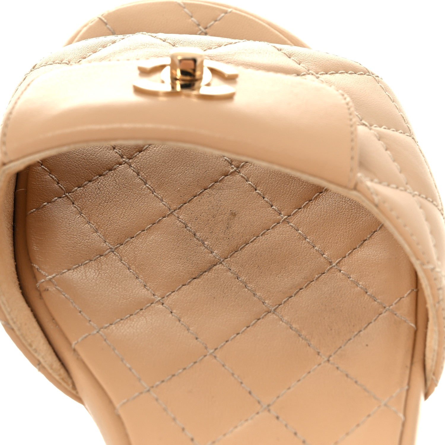 Chanel Lambskin Quilted CC Turnlock Sandals 38.5 Beige 9 of 11
