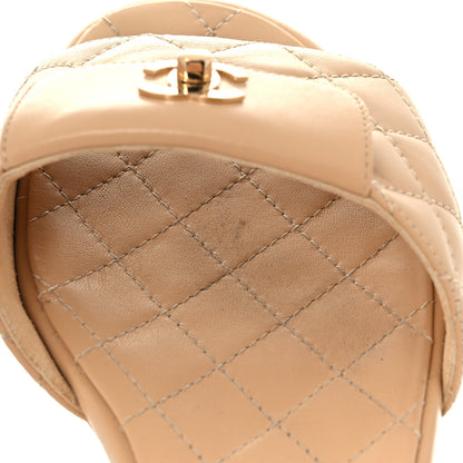 Chanel Lambskin Quilted CC Turnlock Sandals 38.5 Beige 9 of 11