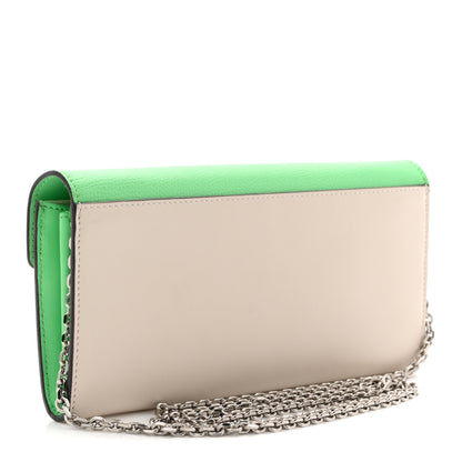 Fendi Vitello King Cruise FF Diamonds Continental Envelope Wallet On Chain Latte Edamame 3 of 11