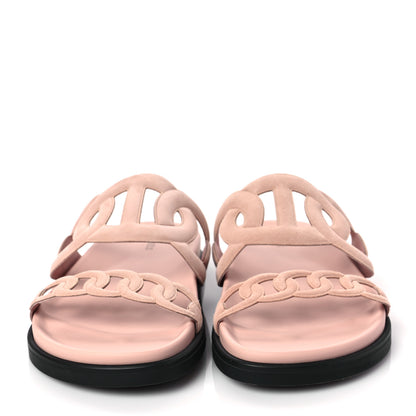 Hermes Suede Goatskin Extra Sandals 38 Rose Opaline 2 of 8