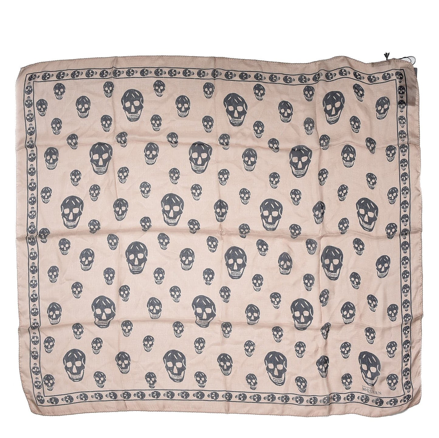 Silk Chiffon Skull Scarf Beige Ivory