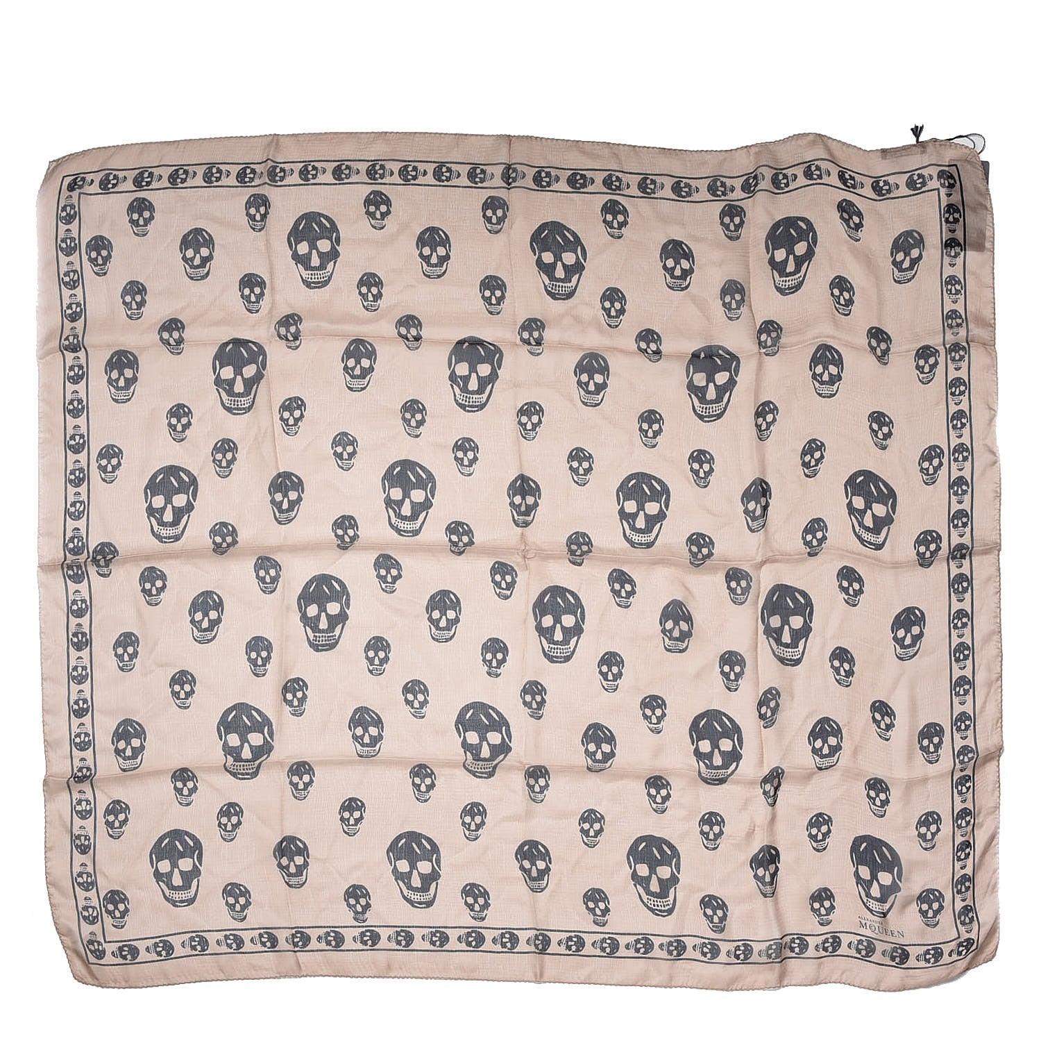 Alexander McQueen Silk Chiffon Skull Scarf Beige Ivory 3 of 5