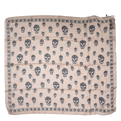 Alexander McQueen Silk Chiffon Skull Scarf Beige Ivory 3 of 5