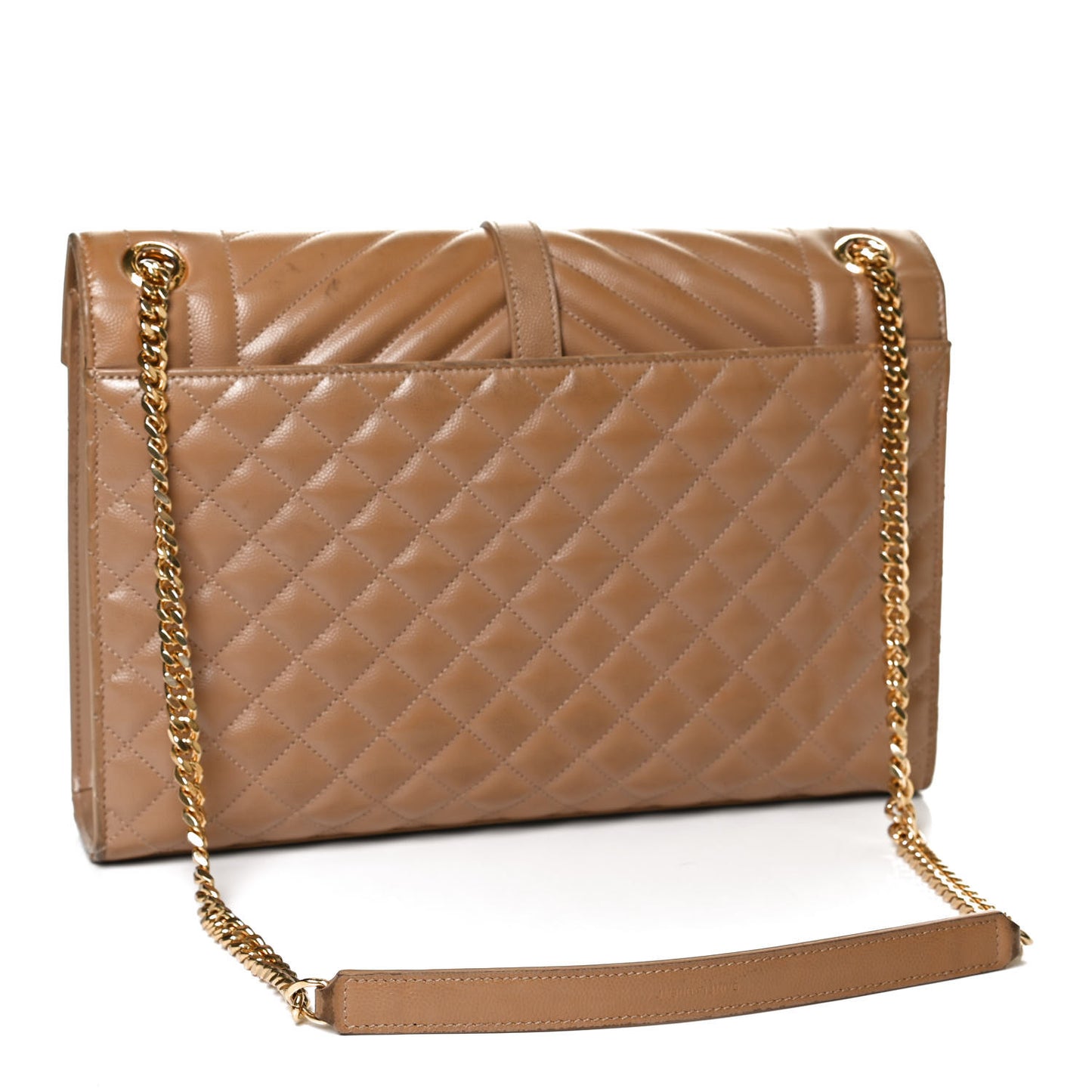 Grain De Poudre Textured Mixed Matelasse Medium Triquilt Monogram Satchel Dark Beige