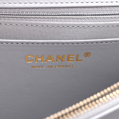 Chanel Caflskin Quilted Dual Handle Chain Flap Bag Grey 6 of 10