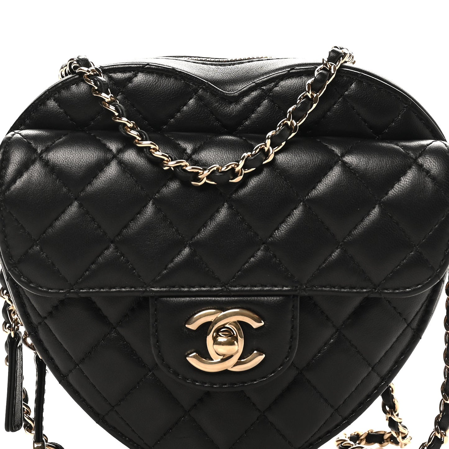 Lambskin Quilted CC In Love Heart Bag Black