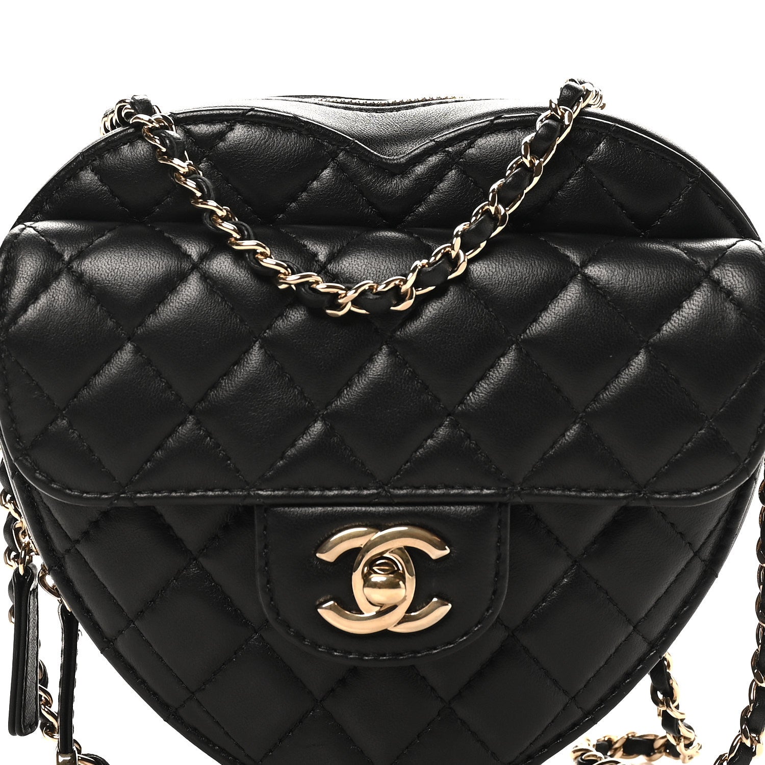 Chanel Lambskin Quilted CC In Love Heart Bag Black 8 of 10