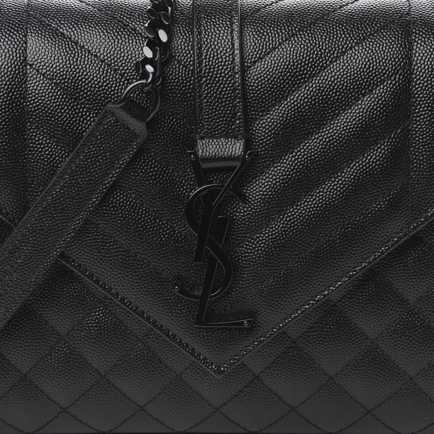 Saint Laurent Grain De Poudre Textured Mixed Matelasse Triquilt Medium Monogram Satchel Black 9 of 9