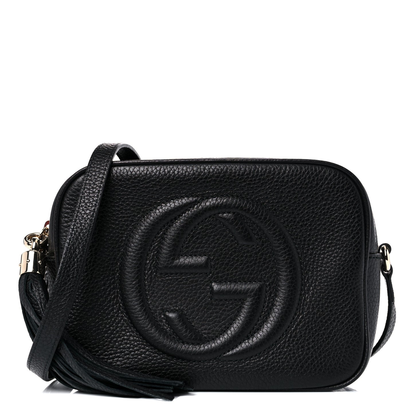 Pebbled Calfskin Small Soho Disco Bag Black