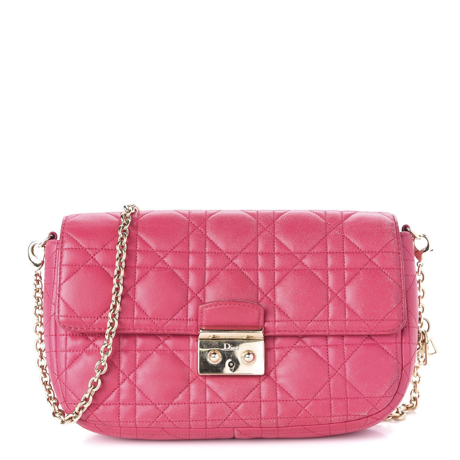 Christian Dior Lambskin Cannage Miss Dior Promenade Pouch Fuchsia 1 of 13