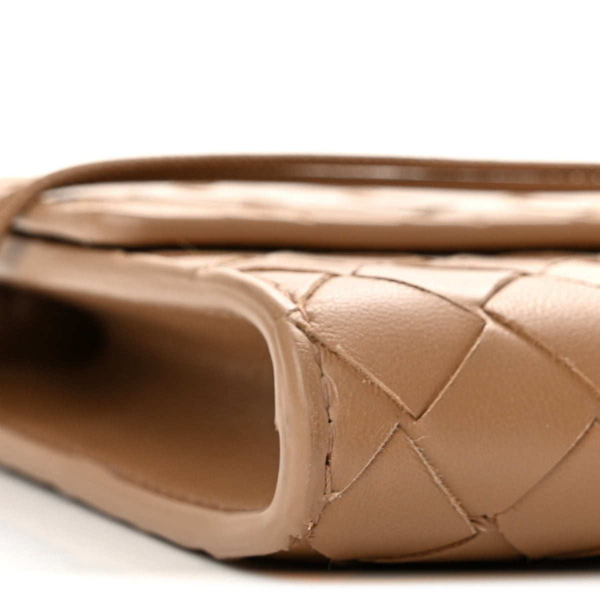 Nappa Intrecciato Long Andiamo Top Handle Clutch Pale Brown