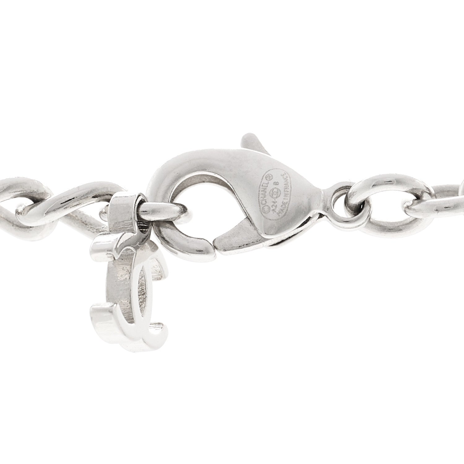 Chanel Metal CC Short Chain Necklace Silver 5 of 6