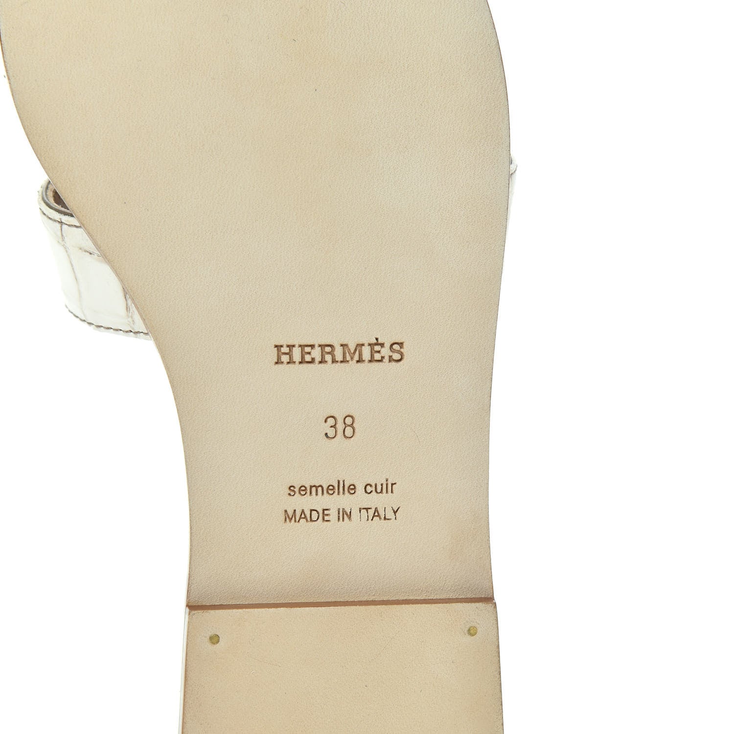 Hermes Matte Niloticus Crocodile Himalaya Oran Sandals 38 Blanc 9 of 11