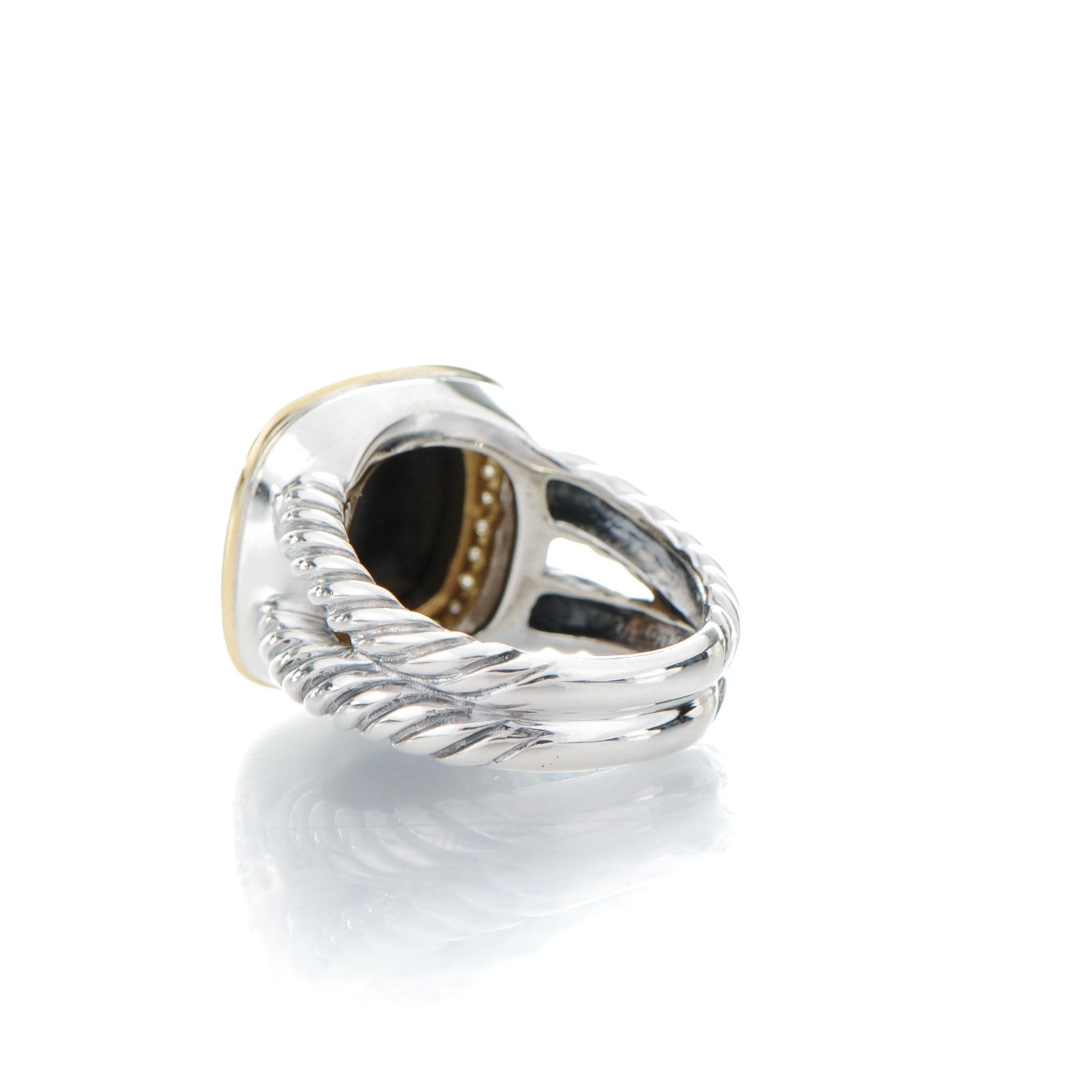 David Yurman Sterling Silver 18K Yellow Gold Diamond Black Onyx 11mm Albion Ring 51 5.75 3 of 4