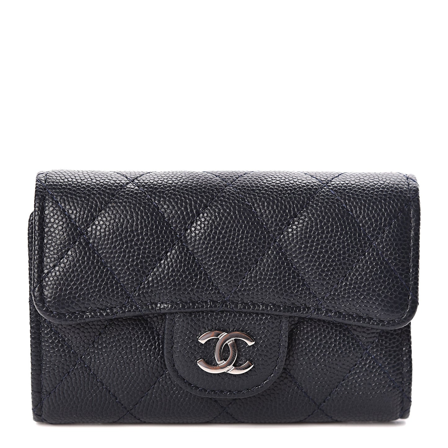 Caviar Quilted Classic 4 Key Holder Wallet Blue