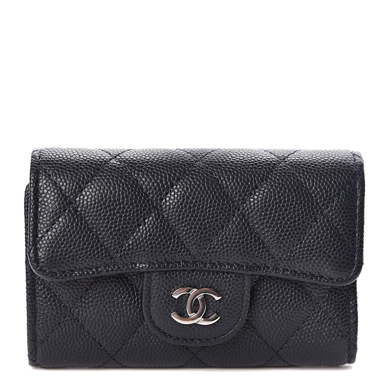 Chanel Caviar Quilted Classic 4 Key Holder Wallet Blue 1 of 9