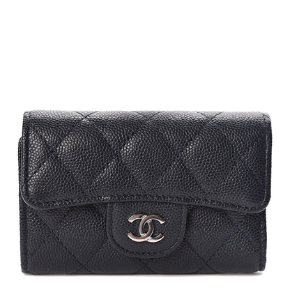 Chanel Caviar Quilted Classic 4 Key Holder Wallet Blue 1 of 9