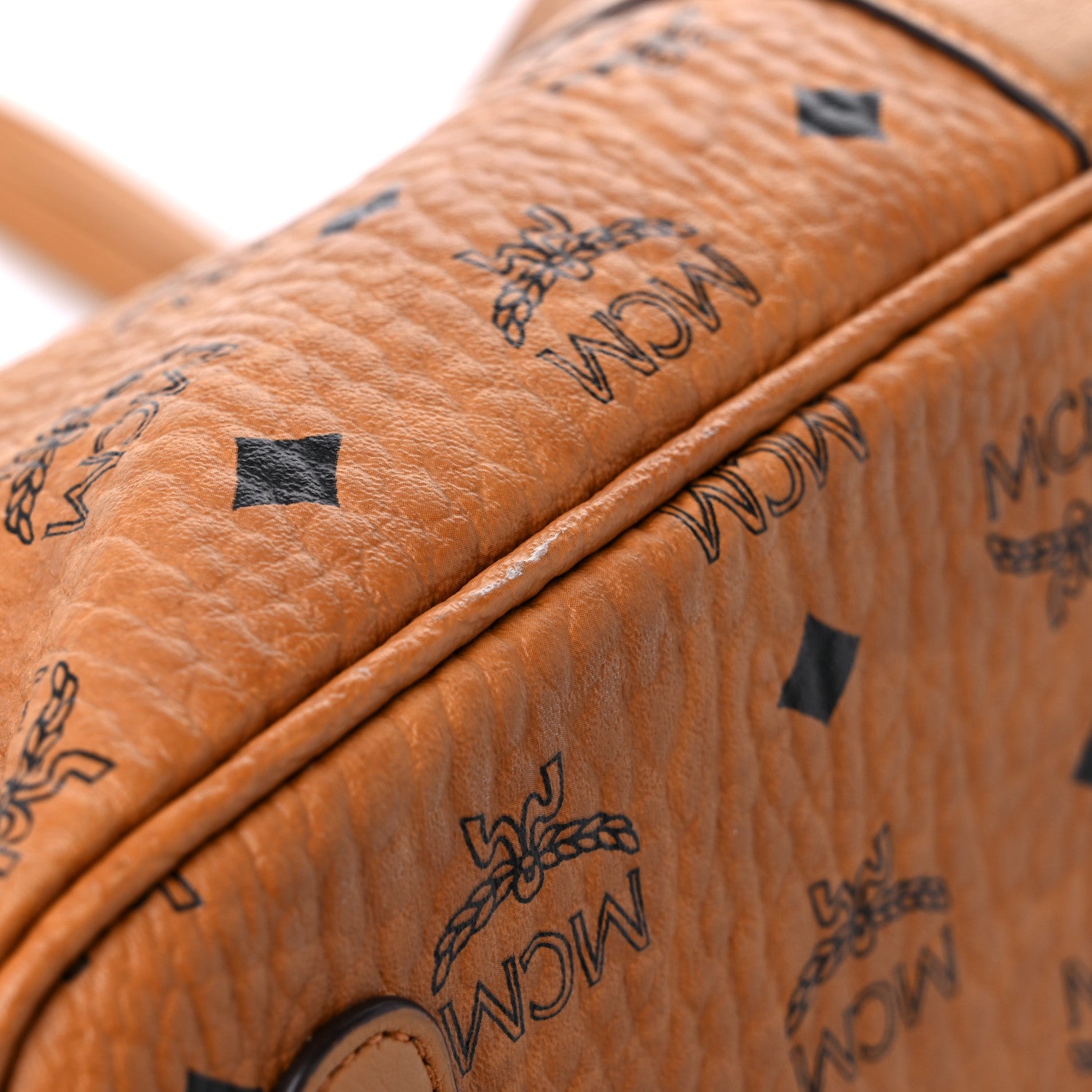 MCM Visetos Medium Liz Reversible Shopper Tote Cognac 8 of 13