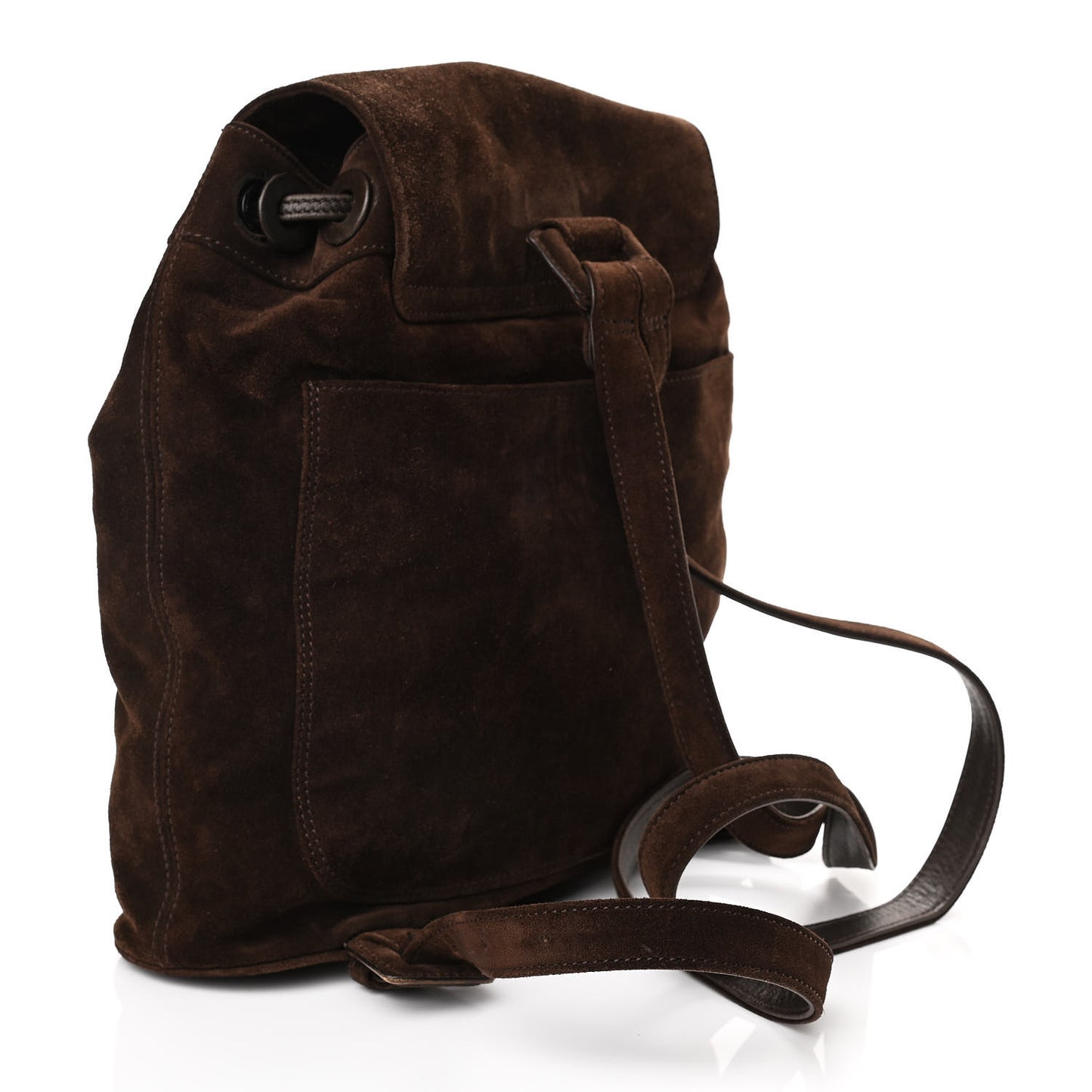 Suede CC Drawstring Backpack Brown