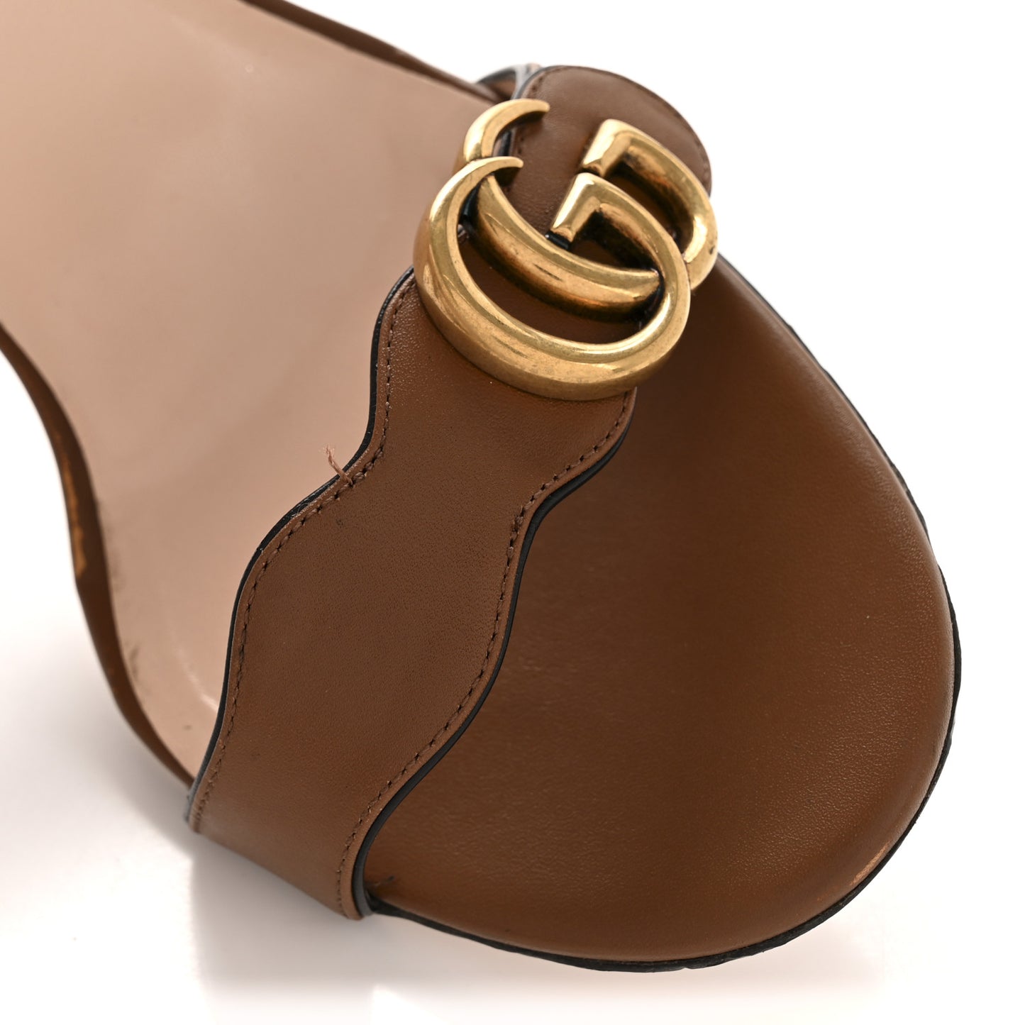Lifford Calfskin GG Marmont Ankle Wrap 105mm Sandals 40.5 Cognac