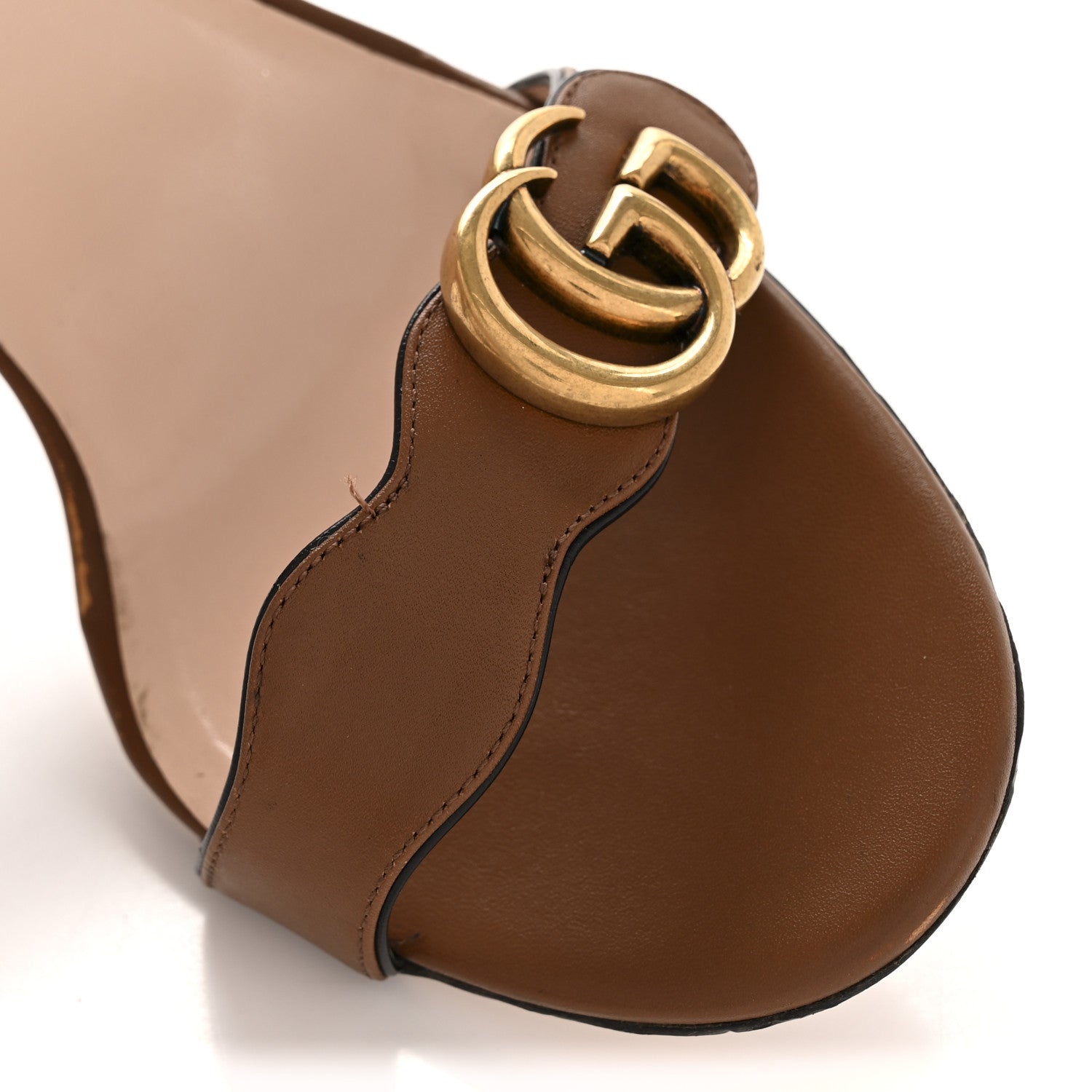 Gucci Lifford Calfskin GG Marmont Ankle Wrap 105mm Sandals 40.5 Cognac 8 of 10