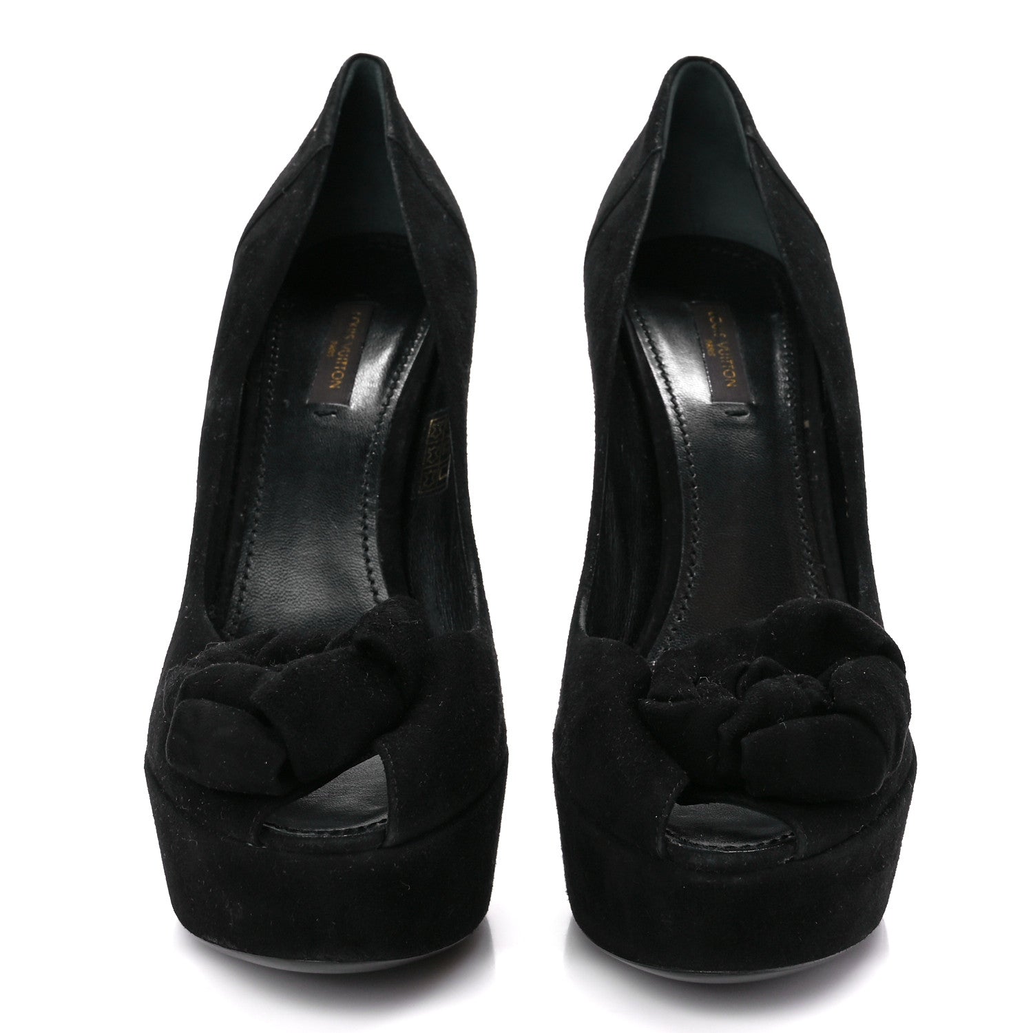Louis Vuitton Suede Peep Toe Pumps 40 Black 2 of 10