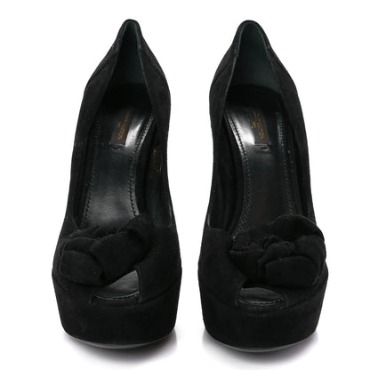 Louis Vuitton Suede Peep Toe Pumps 40 Black 2 of 10
