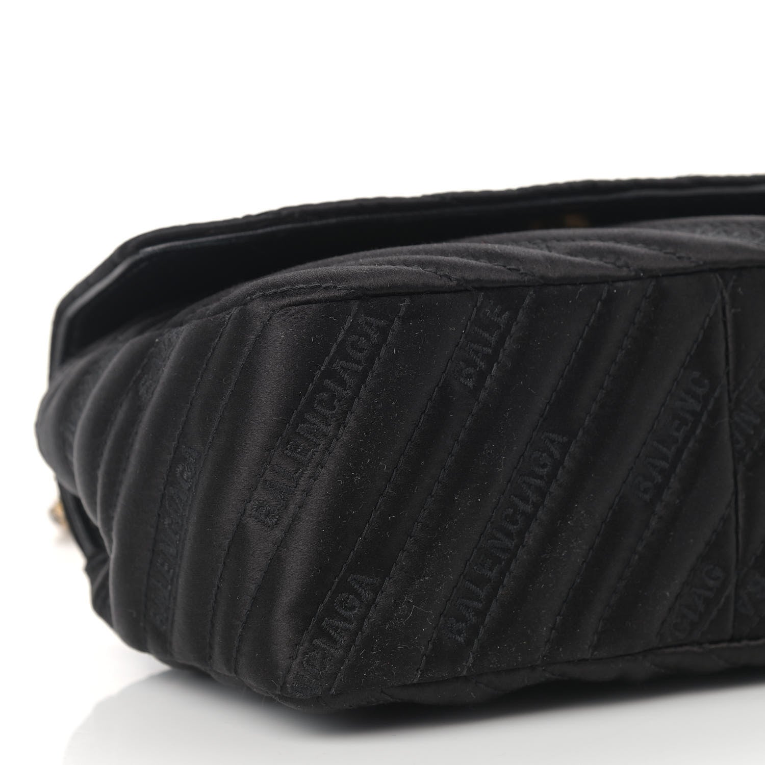 Balenciaga Satin Jacquard Logo Matelasse S BB Round Shoulder Bag Black 9 of 15