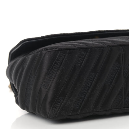 Balenciaga Satin Jacquard Logo Matelasse S BB Round Shoulder Bag Black 9 of 15