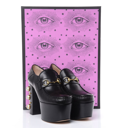 Gucci Malaga Kid Pearl Studded Vegas Platform Loafers 40 Black 10 of 10