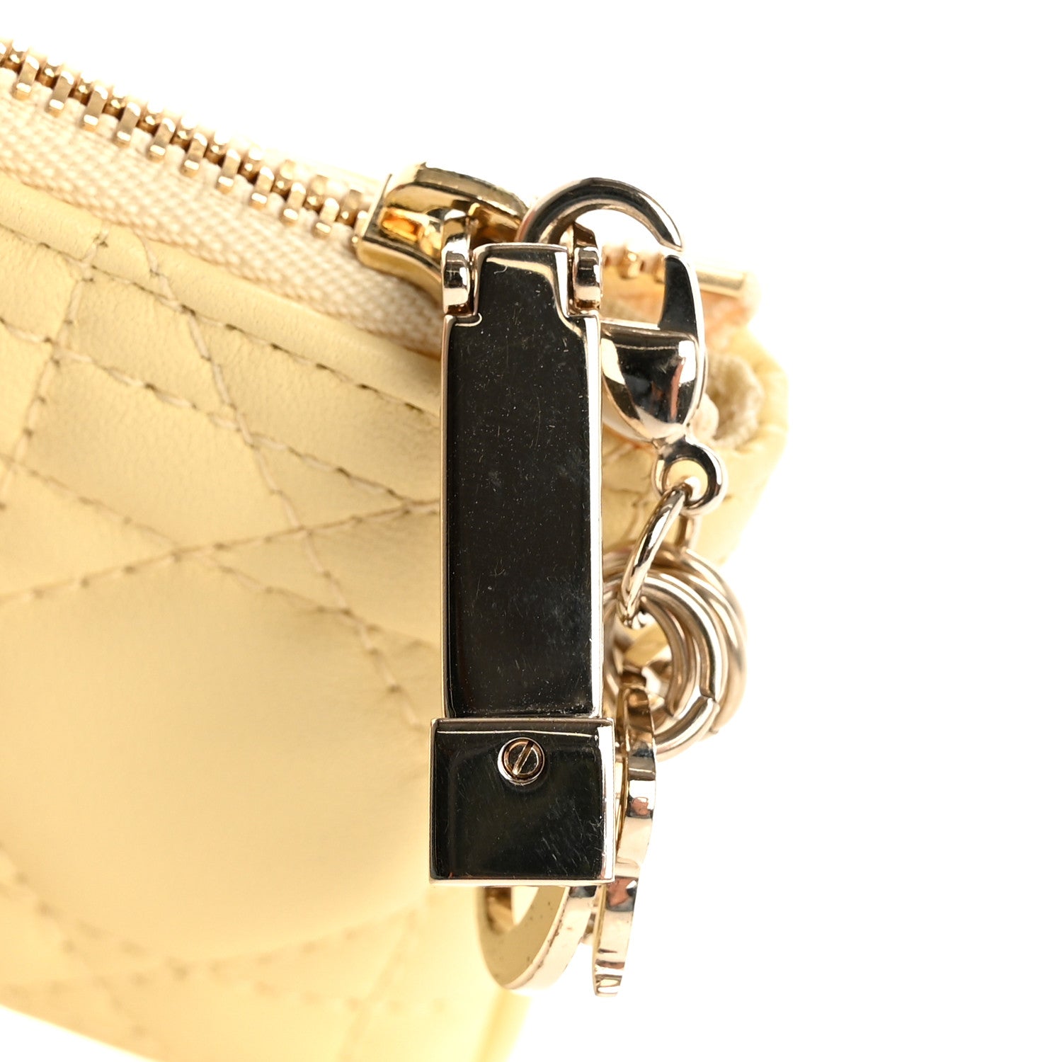 Christian Dior Lambskin Cannage Lady Dior Zipped Key Case Soft Yellow 8 of 8