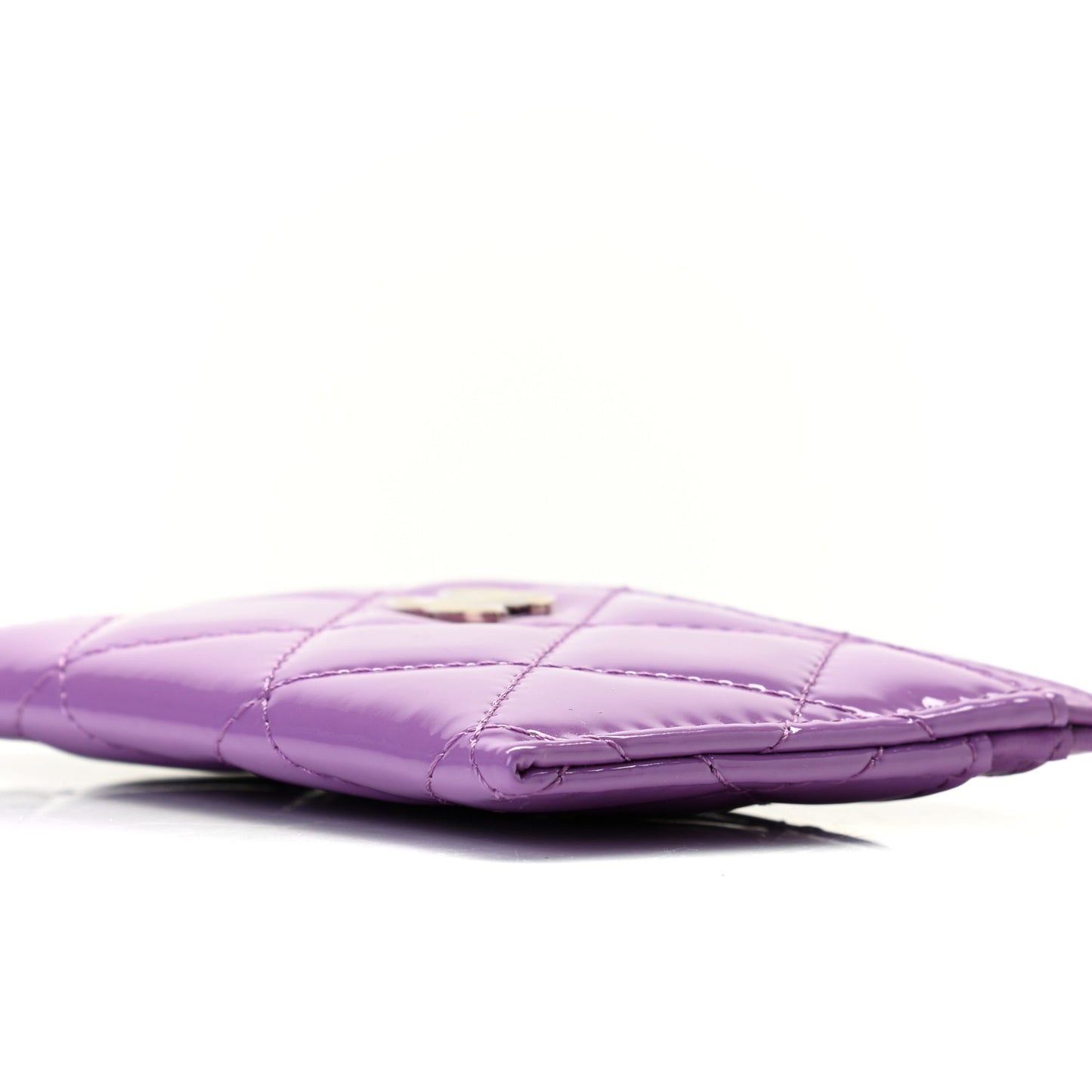 Patent Quilted Card Holder Purple