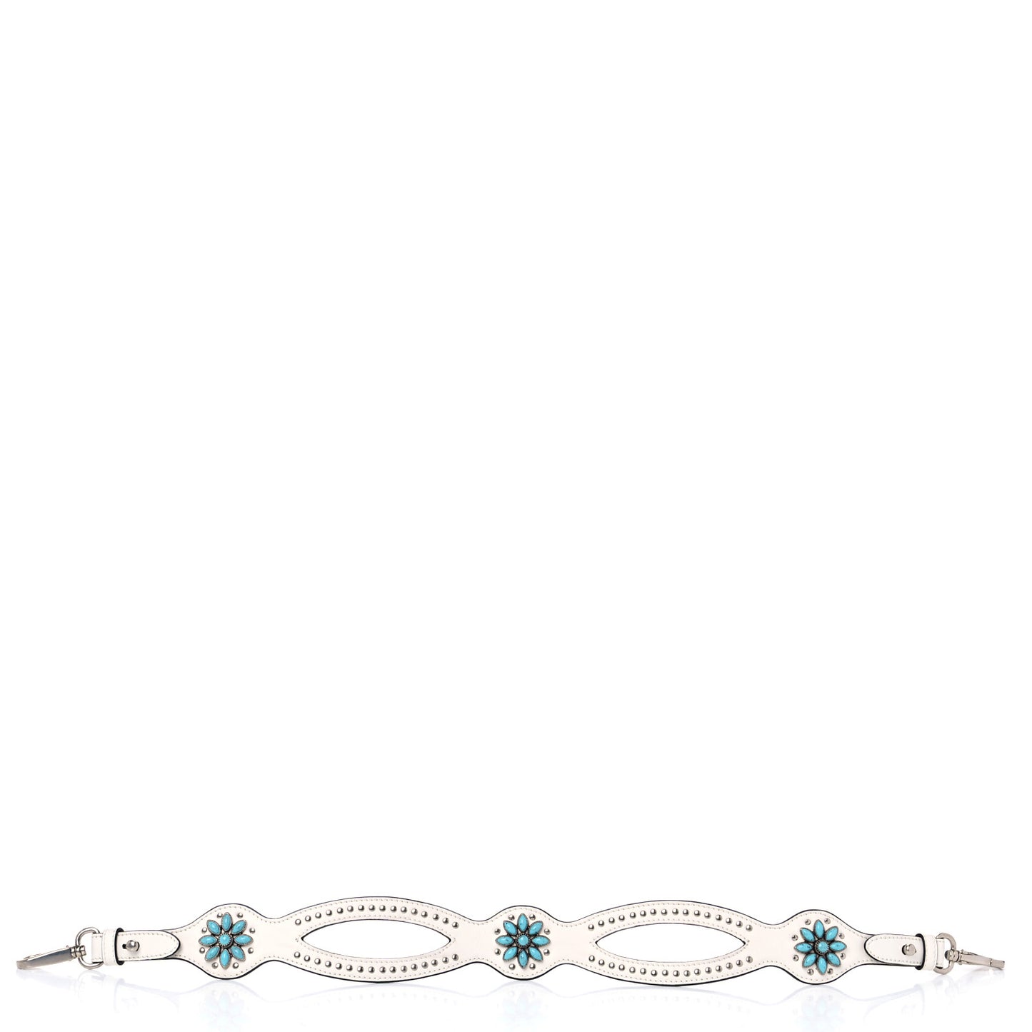 Calfskin Studded Flower Shoulder Strap White