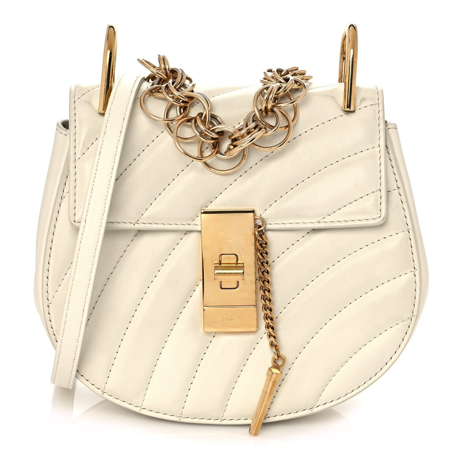 Chloe Calfskin Quilted Drew Bijou Shoulder Bag Natural White 1 of 11