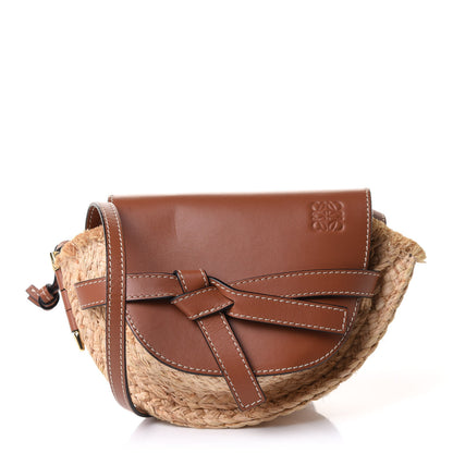 Loewe Calfskin Raffia Mini Gate Crossbody Bag Natural Tan 1 of 11