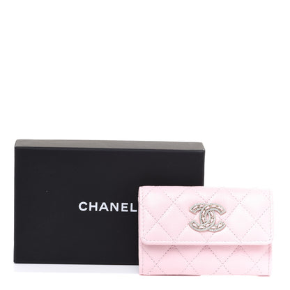 Chanel Caviar Quilted Crystal CC Flap Card Holder Pink 9 of 9