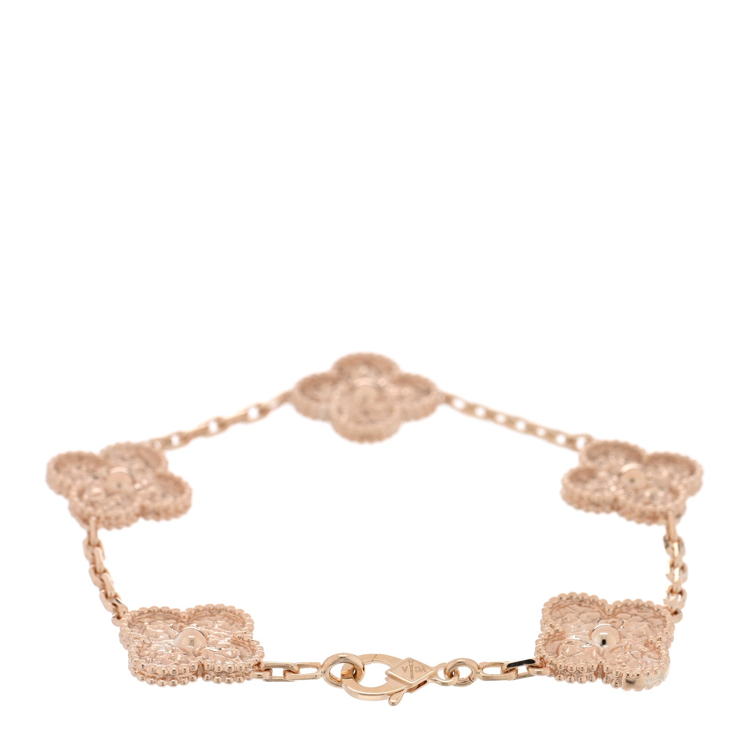Van Cleef & Arpels 18K Rose Gold 5 Motifs Vintage Alhambra Bracelet 2 of 4