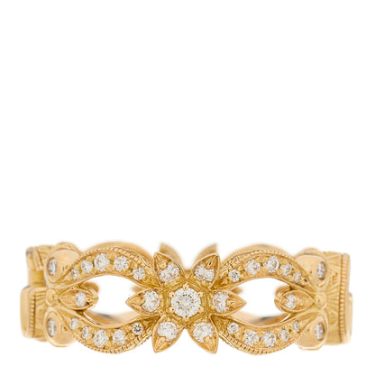Gucci 18K Yellow Gold Diamond Flora Ring 50 5.5 1 of 5