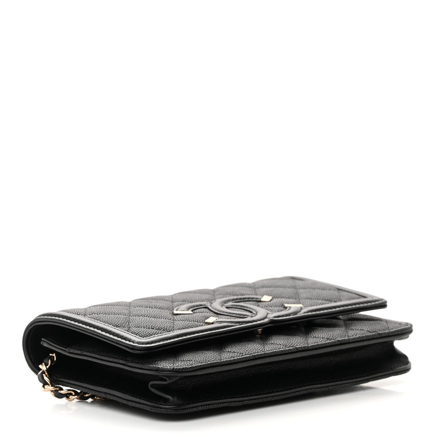 Caviar Quilted CC Filigree Wallet On Chain WOC Black